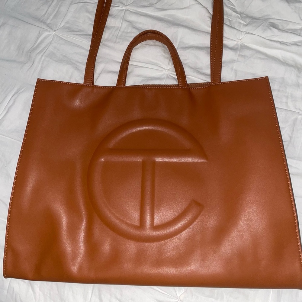 Telfar large tan shopping bag